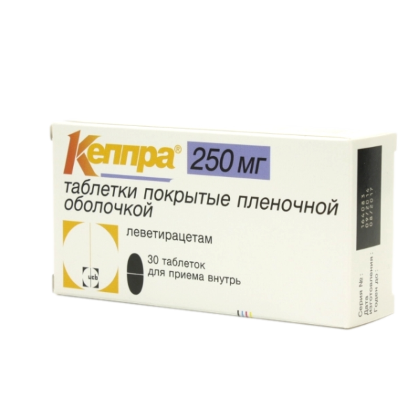Кеппра таблетки покрытпленоб 250 мг 30 шт