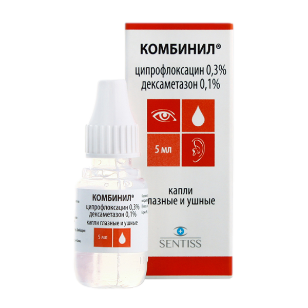 Комбинил капли глазные и ушные 1 мг+3 мг/мл фл-кап 5 мл 1 шт