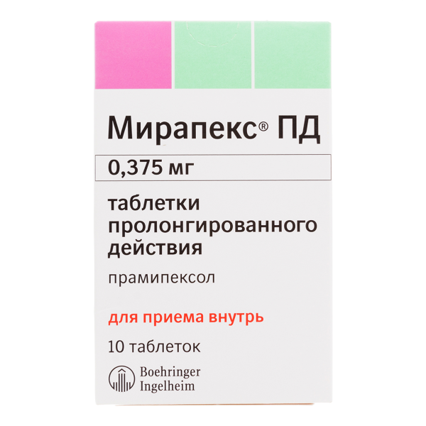Мирапекс ПД таблетки с пролонг высвобождением 0,375 мг 10 шт