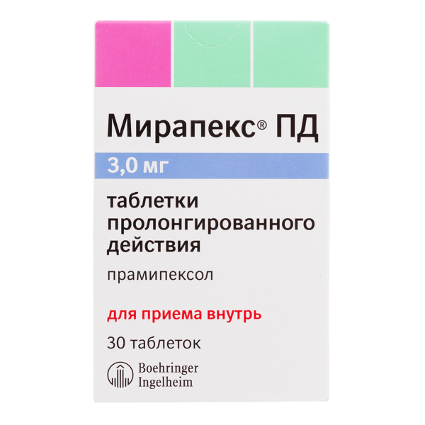 Мирапекс ПД таблетки с пролонг высвобождением 3 мг 30 шт