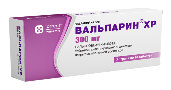 Вальпарин ХР таблетки пролонг действия покрытпленоб 300 мг 30 шт