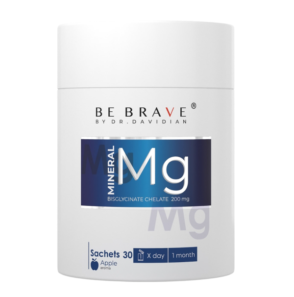Би Брейв Магний хелат бисглицинат 200 мг/Вe Brave Chelated magnesium 200 mg порошок в саше по 3 г 30 шт