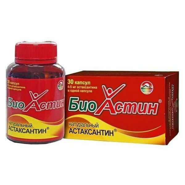 БиоАстин Натуральный Астаксантин/BioAstin Natural Astaxanthin капсулы массой 500 мг 30 шт