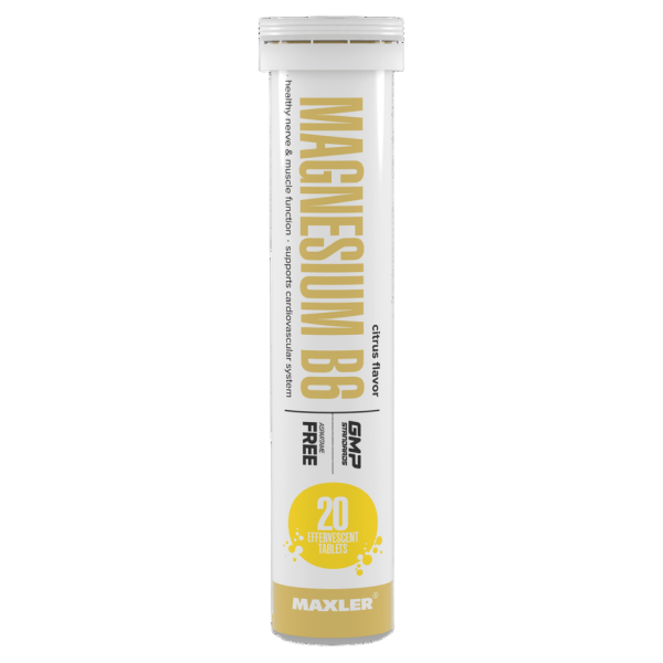 Макслер Магний В6 вкус цитрус / Maxler Magnesium B6 Citrus flavor шипучие таблетки по 4,0 г туба 20 шт