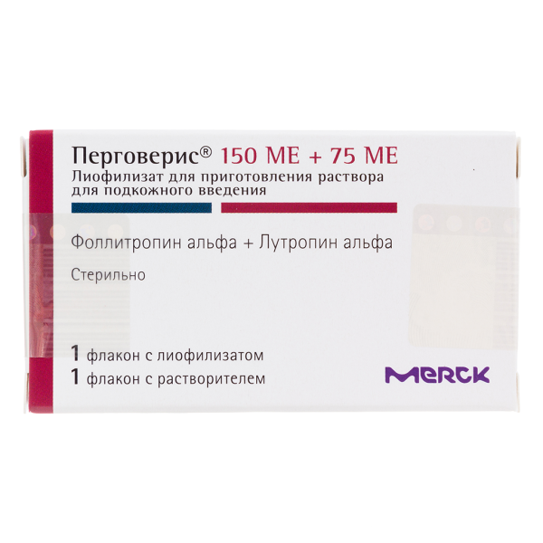 Перговерис лиофилизат д/приг раствора для п/к введ 150 me+75 ме фл 1 шт