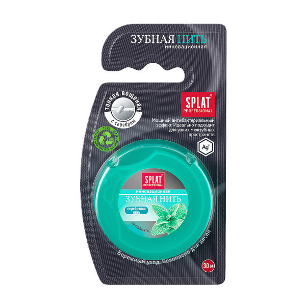 Splat Professional DentalFloss Зубная нить Мята с волокнами серебра 30 м 1 шт